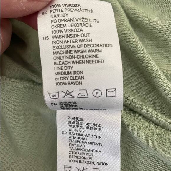 H&M Top Women Small Green Decorative Neckline SleevelessTunic Pullover Side Slit - Picture 9 of 11